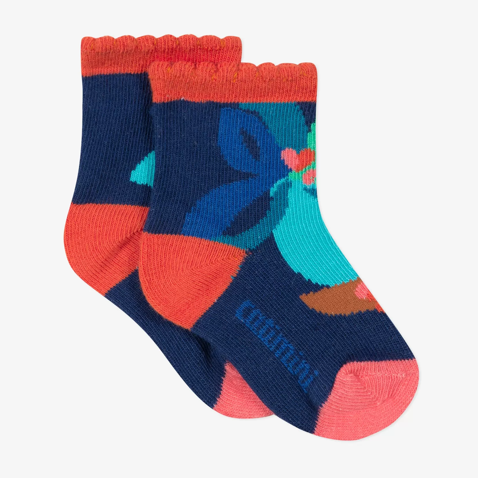 Baby Girl Blue Socks With Flowers*Catimini Hot