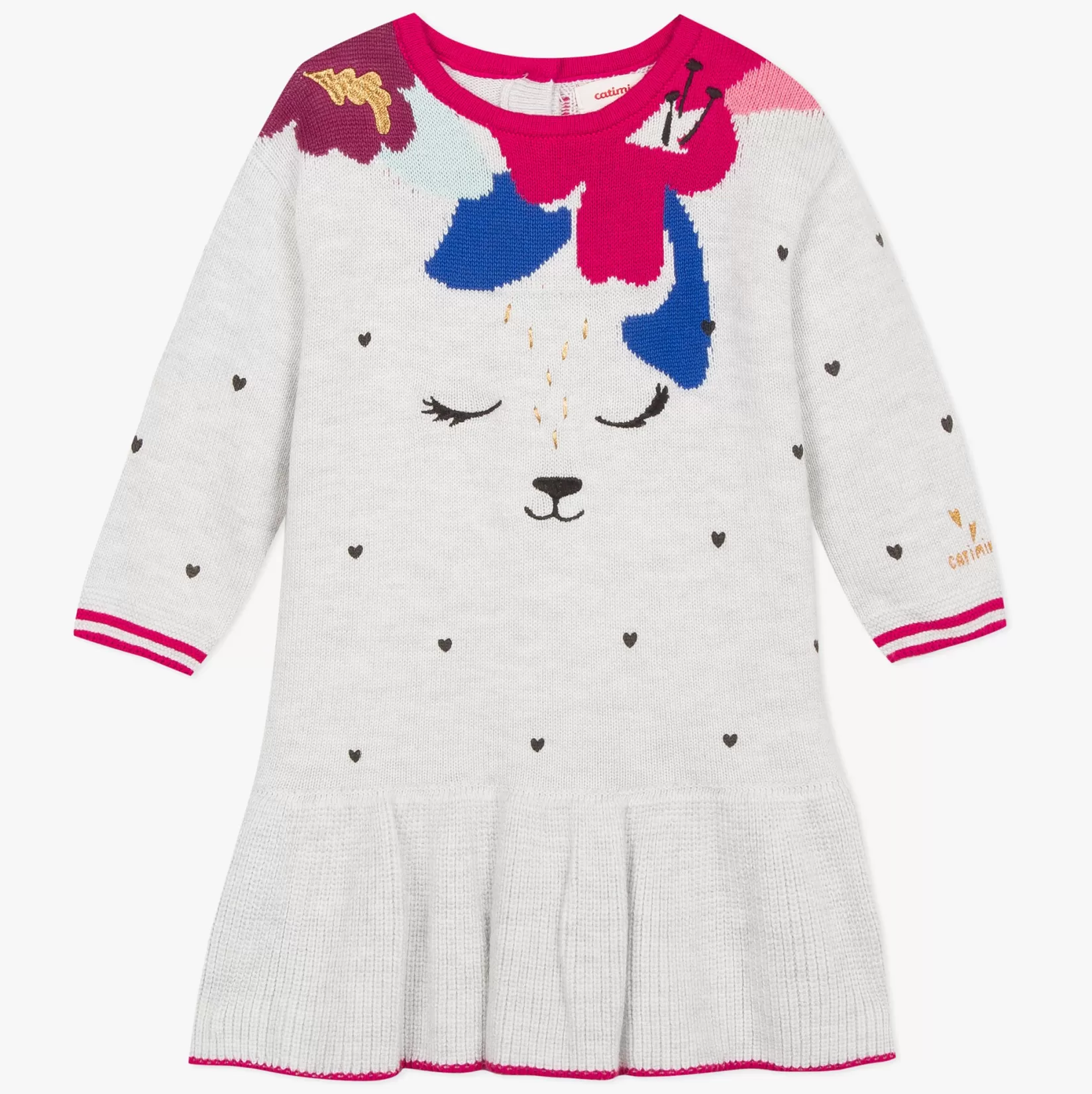 Baby Girl Heather Deer Pattern Jacquard Dress*Catimini Cheap