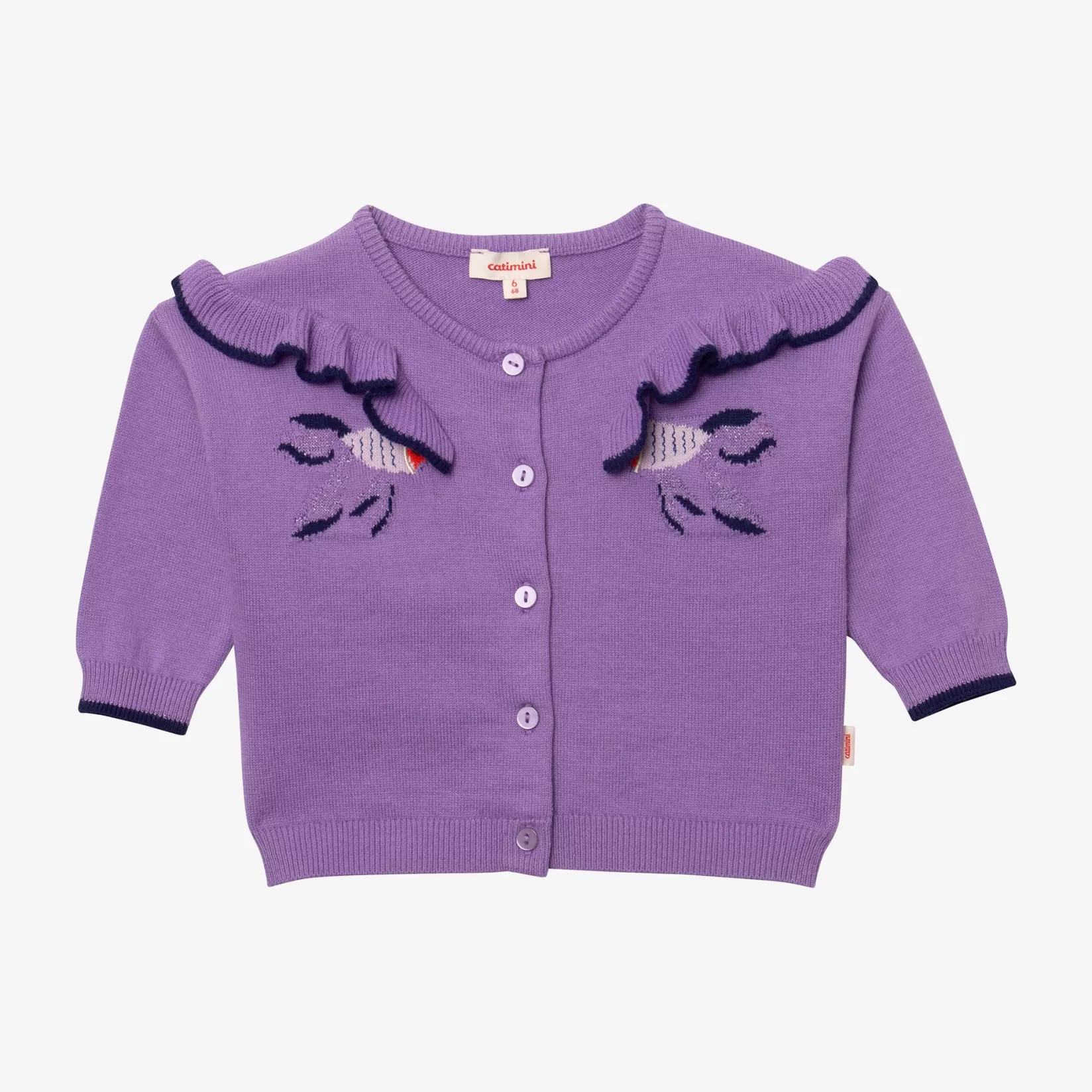 Baby Girl Knitted Cardigan With Fish Embroidery*Catimini Discount