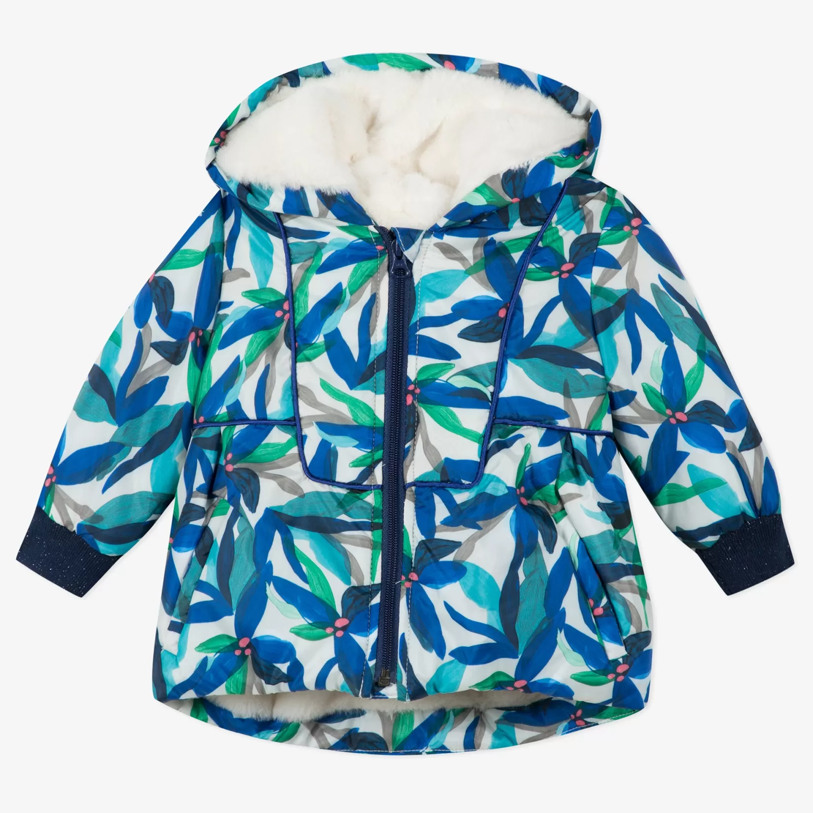 Baby Girl Printed Jacket With Faux Fur Lining*Catimini Store