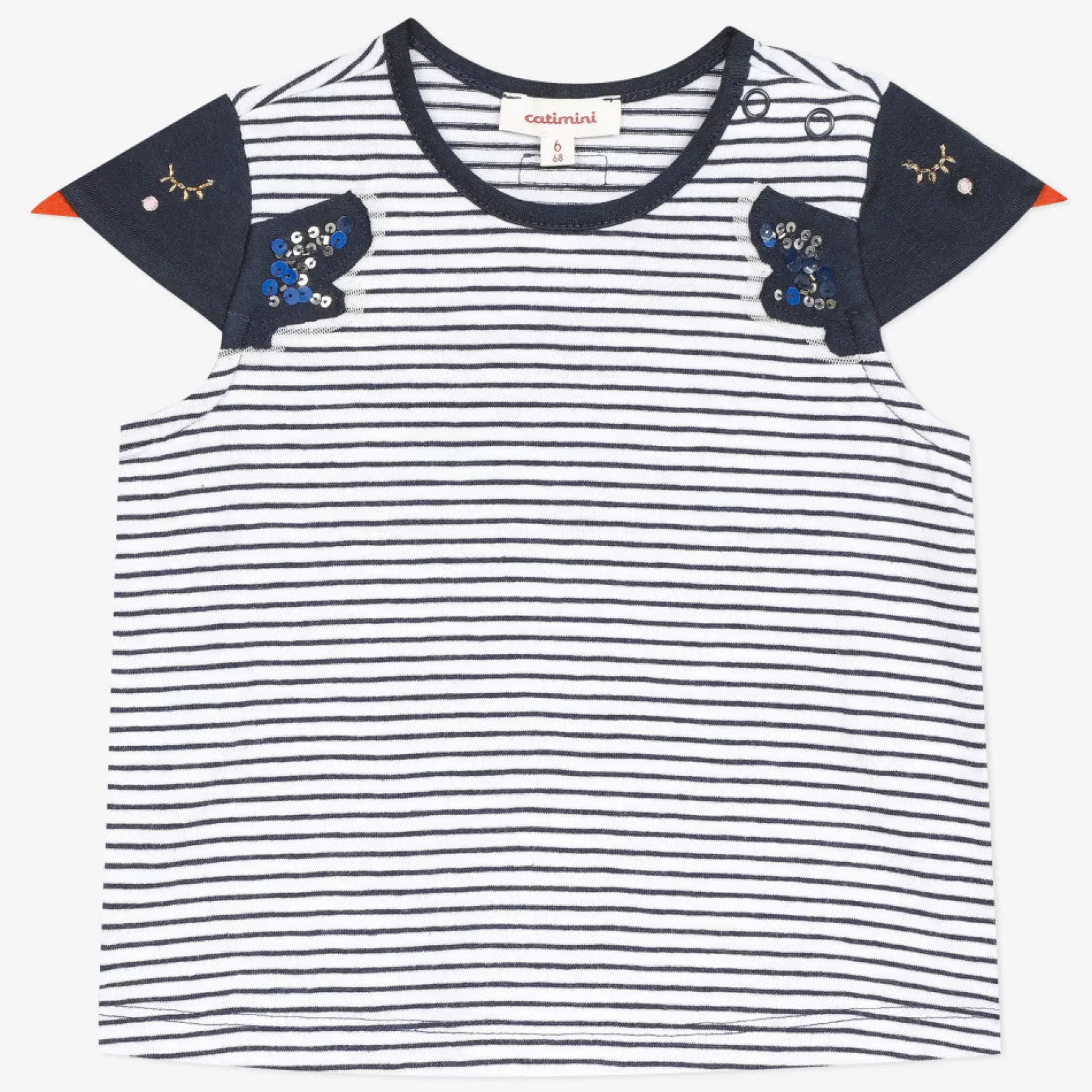 Baby Girl Striped Embroidered T-Shirt*Catimini Best