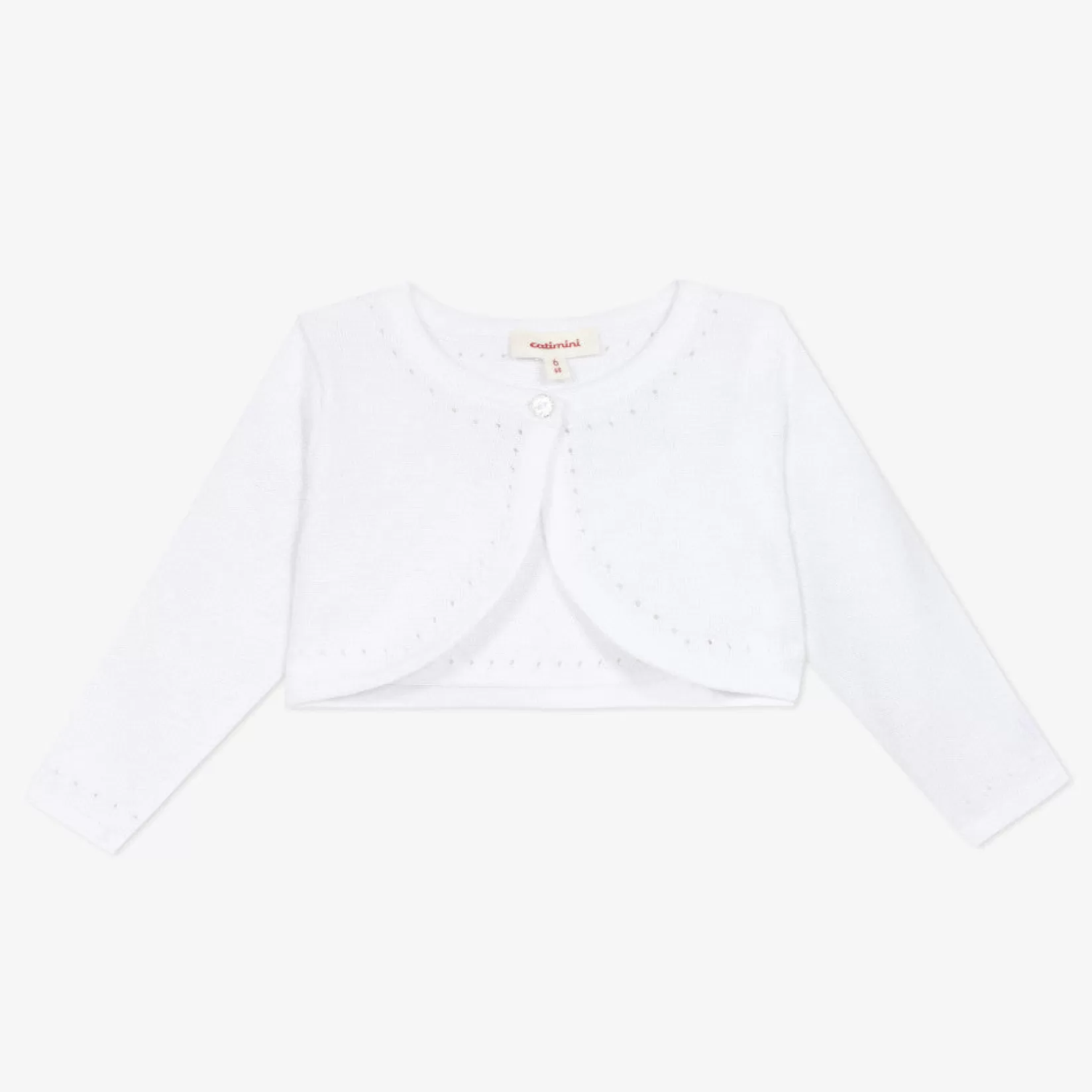 Baby Girl White Embroidered Cropped Cardigan*Catimini Cheap