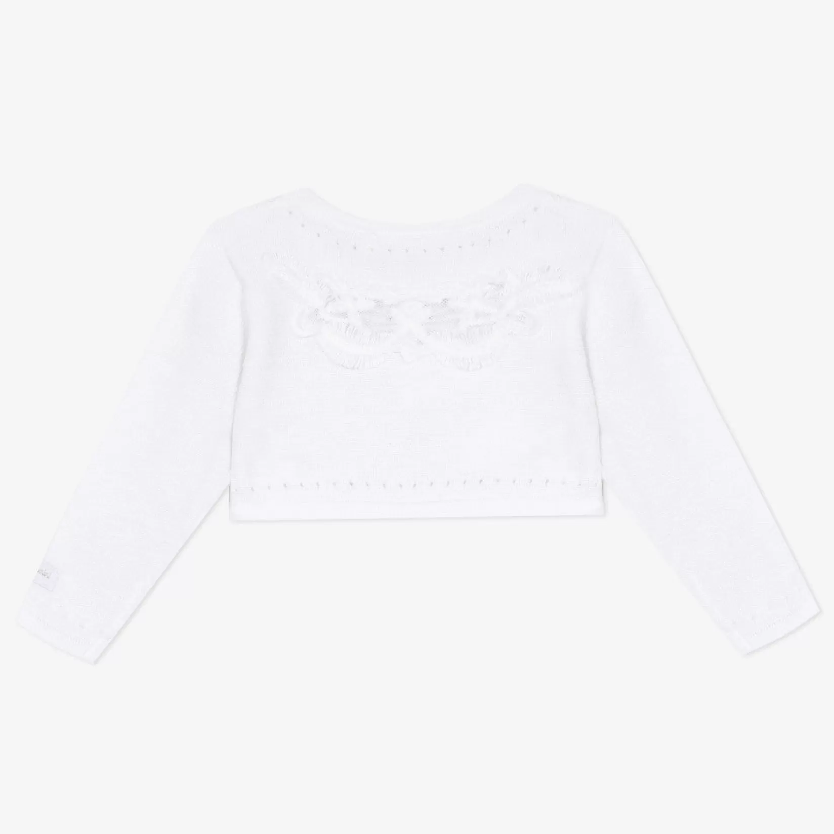 Baby Girl White Embroidered Cropped Cardigan*Catimini Cheap