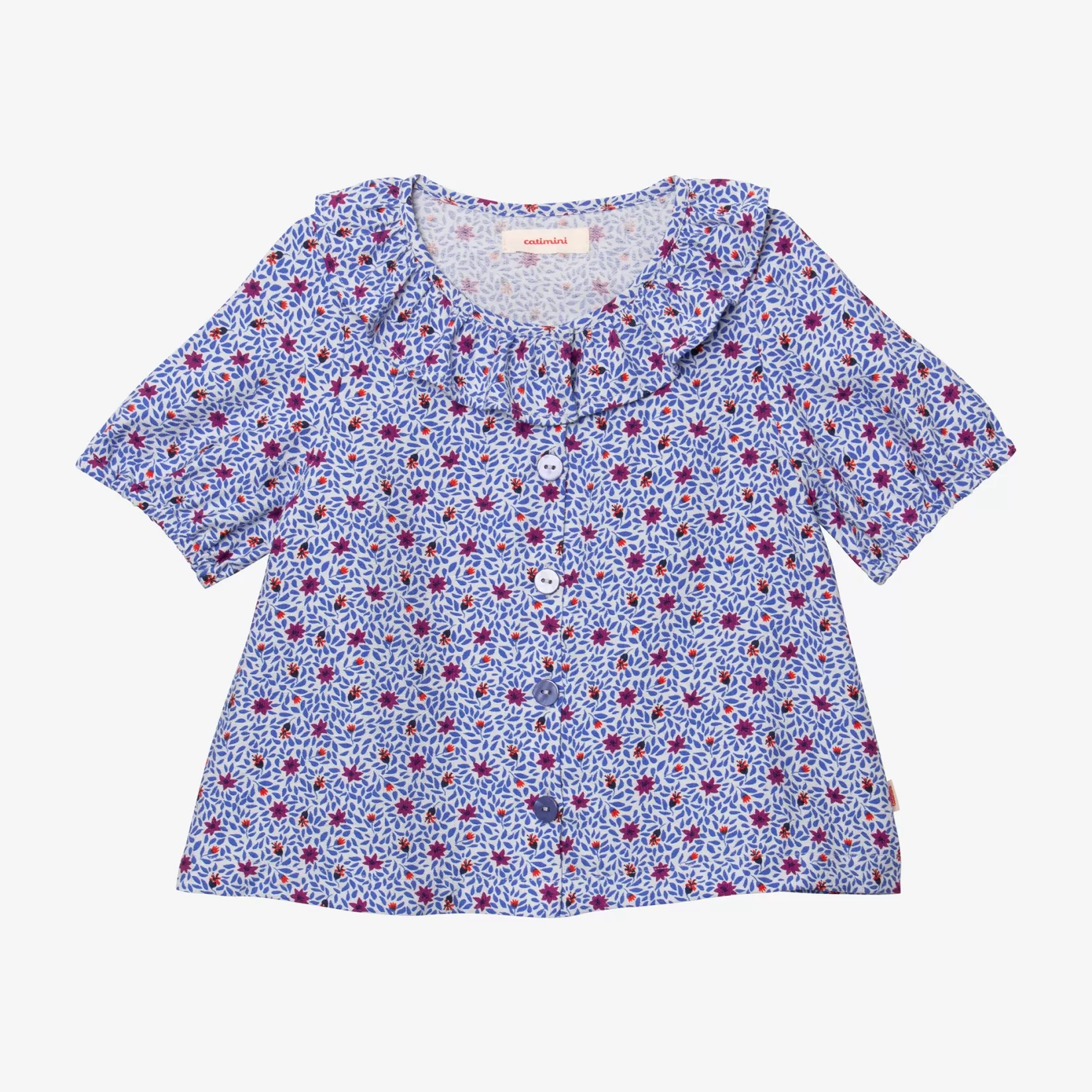 Girl's Micro-Floral Blouse With Snap Buttons*Catimini Fashion