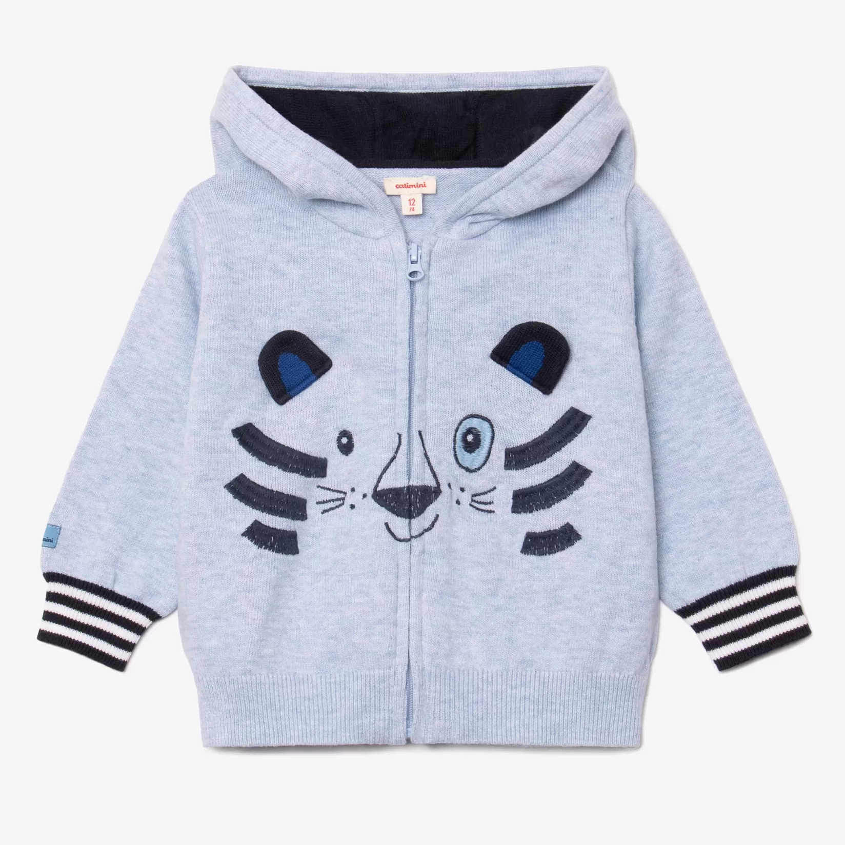 Newborn Boy Tiger Zipped Hooded Cardigan*Catimini Outlet