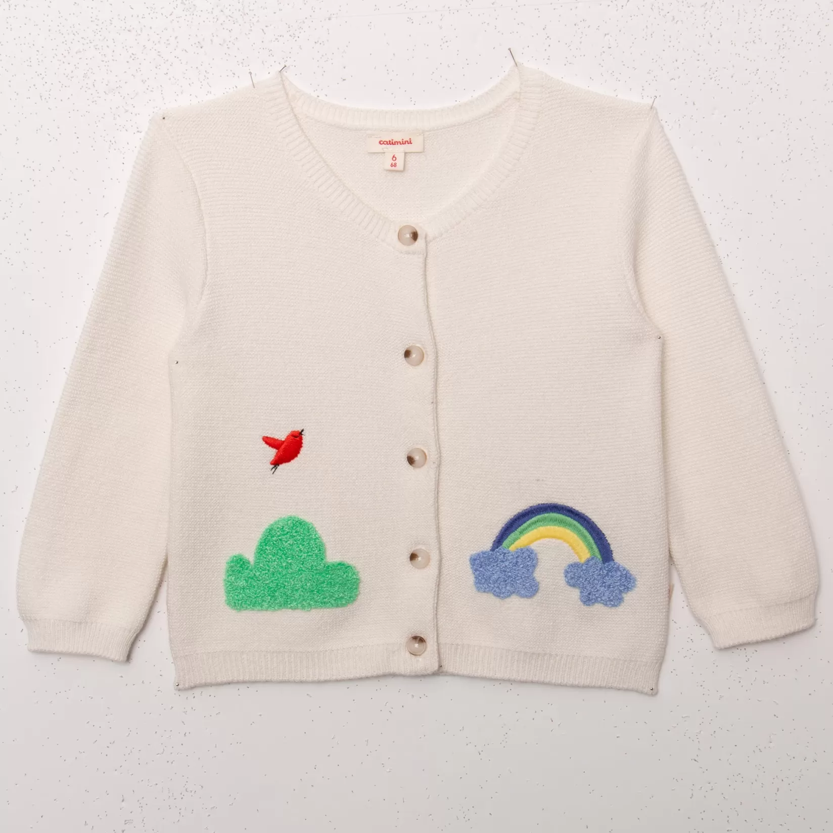 Newborn Ecru Embroidered Cardigan*Catimini Store