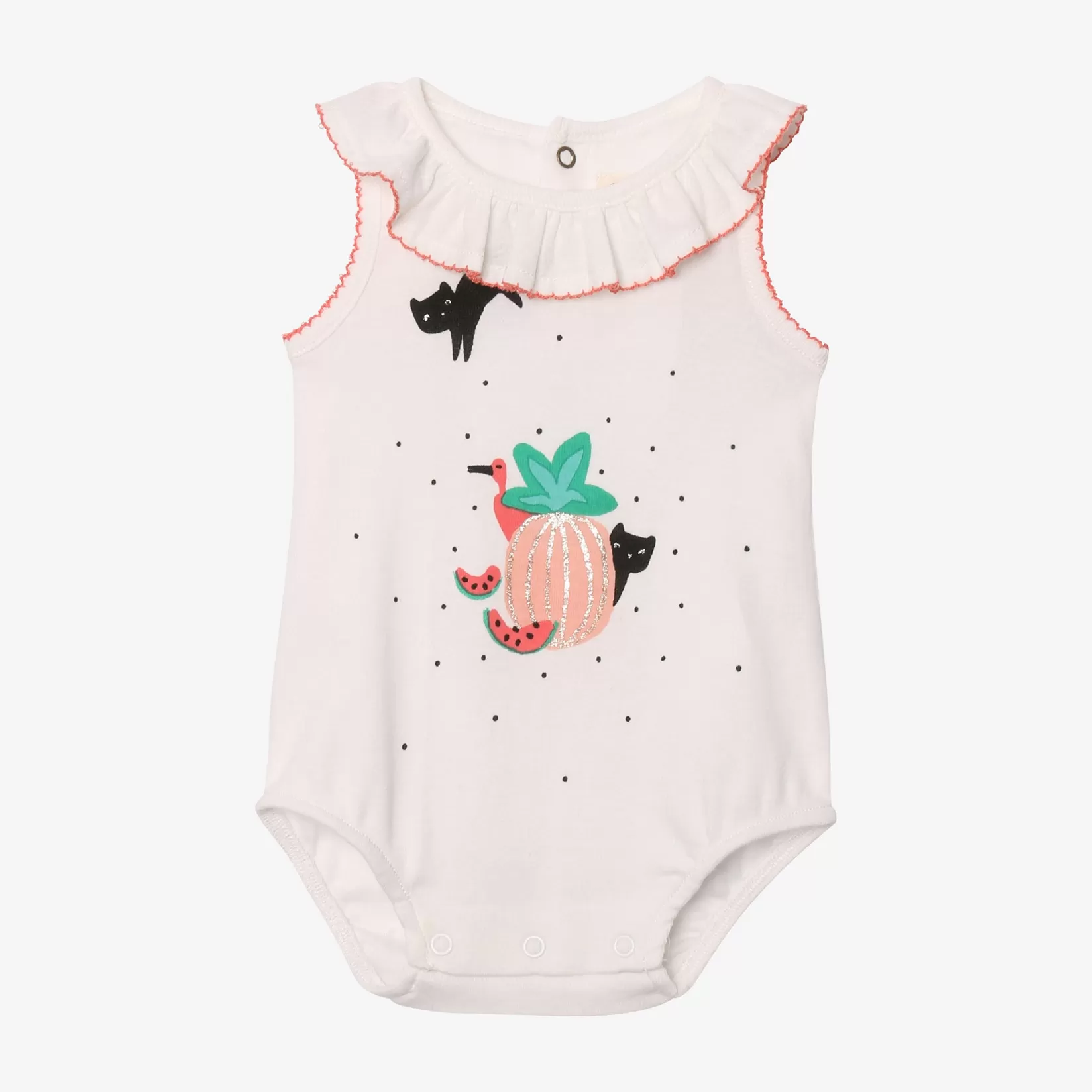 Newborn Girl Bodysuit With Ruffled Collar*Catimini Shop