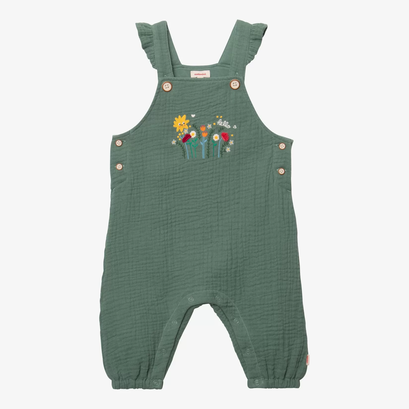 Newborn Girls' Green Overalls In Baby Blanket Material*Catimini Discount