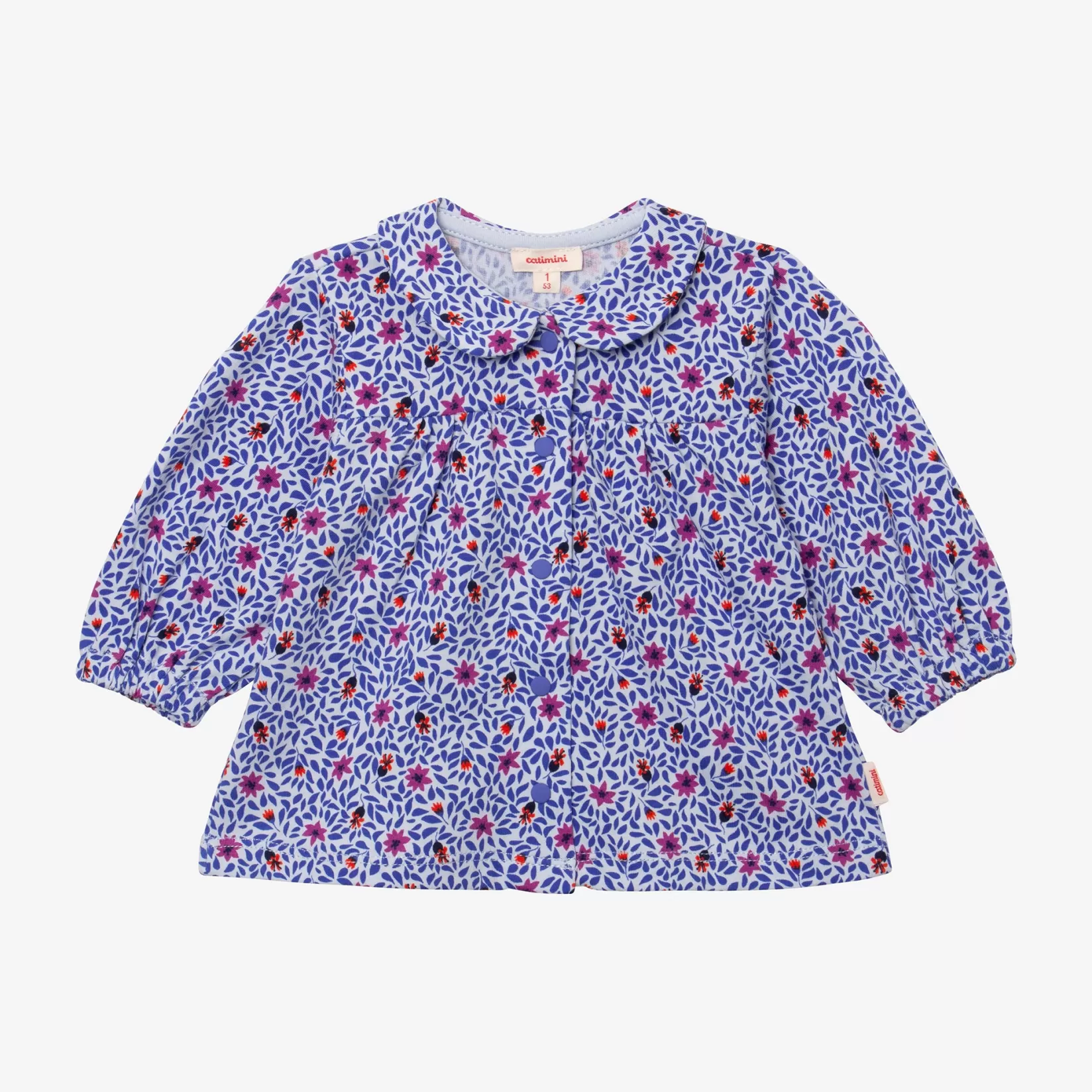 Newborn Girls' Micro-Flower Snap-Fastened Jersey Blouse*Catimini Online